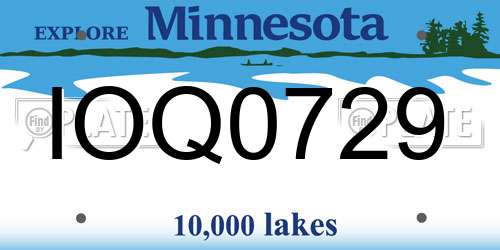 IOQ0729 Minnesota License Plate