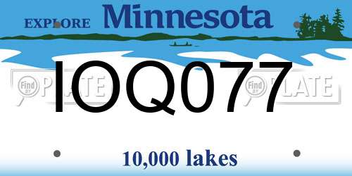 IOQ077 Minnesota License Plate