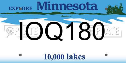 IOQ180 Minnesota License Plate
