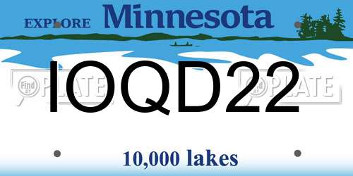 IOQD22 Minnesota License Plate