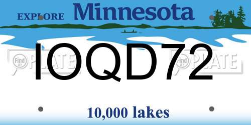 IOQD72 Minnesota License Plate