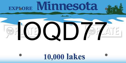 IOQD77 Minnesota License Plate