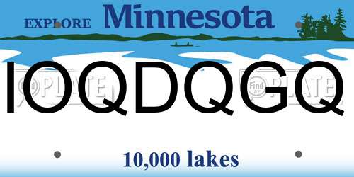 IOQDQGQ Minnesota License Plate