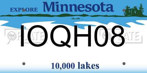 IOQH08 Minnesota License Plate