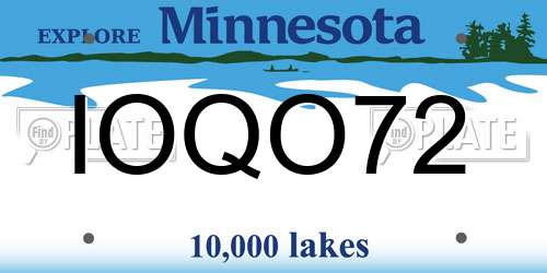 IOQO72 Minnesota License Plate