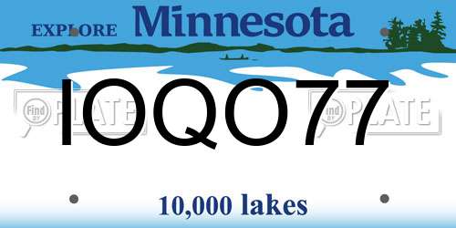 IOQO77 Minnesota License Plate