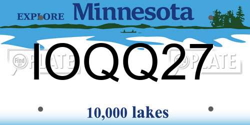 IOQQ27 Minnesota License Plate