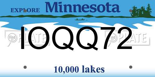 IOQQ72 Minnesota License Plate