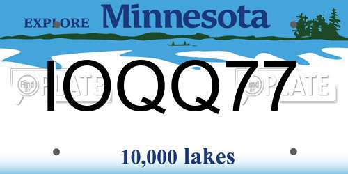 IOQQ77 Minnesota License Plate