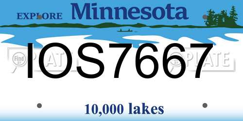 IOS7667 Minnesota License Plate