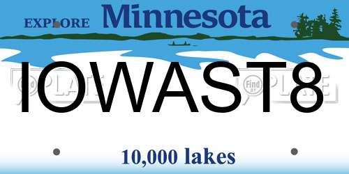 IOWAST8 Minnesota License Plate