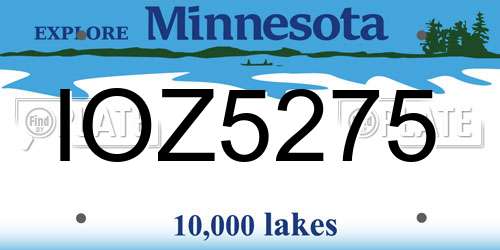 IOZ5275 Minnesota License Plate
