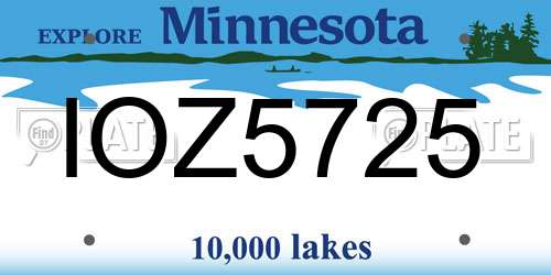 IOZ5725 Minnesota License Plate