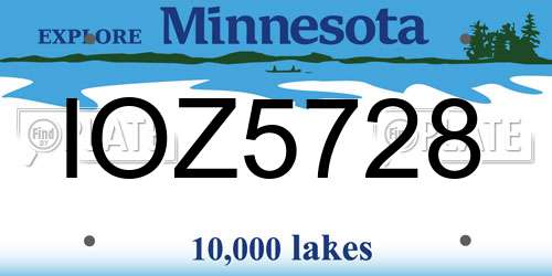 IOZ5728 Minnesota License Plate