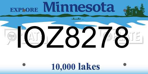 IOZ8278 Minnesota License Plate