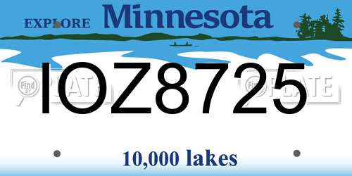 IOZ8725 Minnesota License Plate