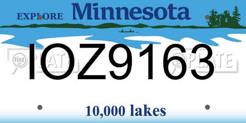 IOZ9163 Minnesota License Plate