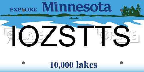 IOZSTTS Minnesota License Plate