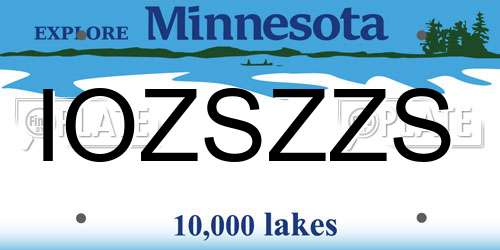 IOZSZZS Minnesota License Plate