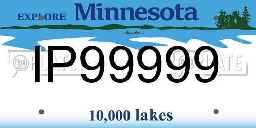 IP99999 Minnesota License Plate