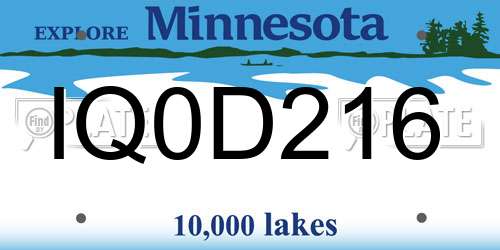 IQ0D216 Minnesota License Plate