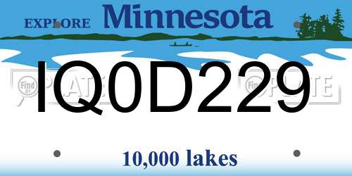 IQ0D229 Minnesota License Plate