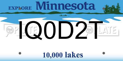 IQ0D2T Minnesota License Plate