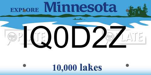 IQ0D2Z Minnesota License Plate