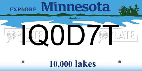 IQ0D7T Minnesota License Plate
