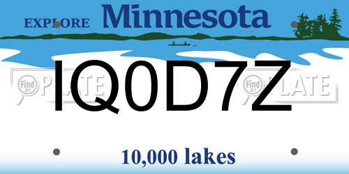 IQ0D7Z Minnesota License Plate