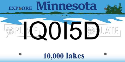 IQ0I5D Minnesota License Plate