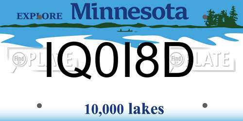 IQ0I8D Minnesota License Plate