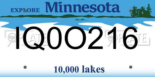 IQ0O216 Minnesota License Plate