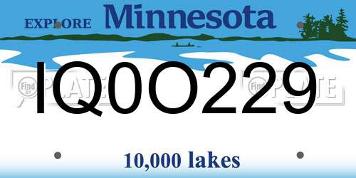 IQ0O229 Minnesota License Plate