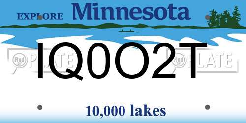 IQ0O2T Minnesota License Plate