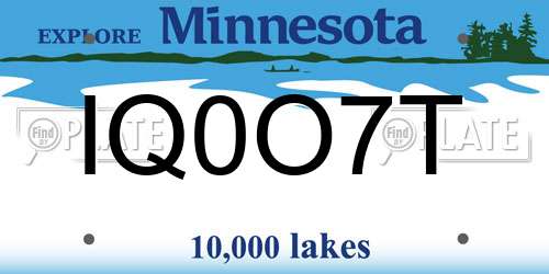 IQ0O7T Minnesota License Plate