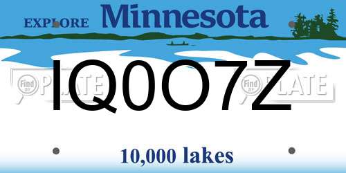 IQ0O7Z Minnesota License Plate