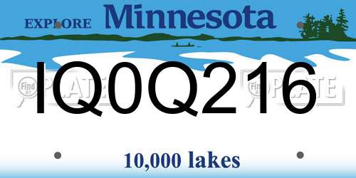 IQ0Q216 Minnesota License Plate