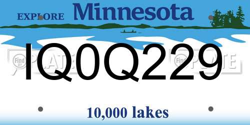 IQ0Q229 Minnesota License Plate