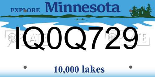 IQ0Q729 Minnesota License Plate