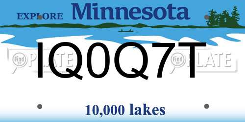 IQ0Q7T Minnesota License Plate