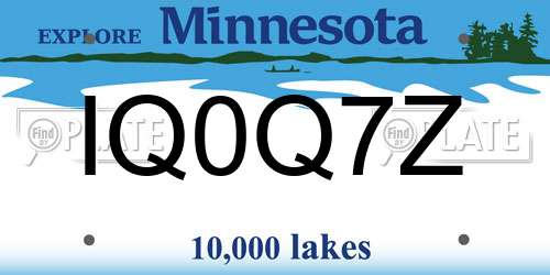 IQ0Q7Z Minnesota License Plate