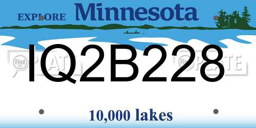 IQ2B228 Minnesota License Plate
