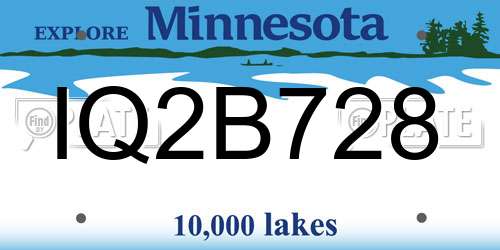 IQ2B728 Minnesota License Plate