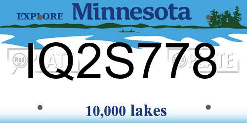 IQ2S778 Minnesota License Plate