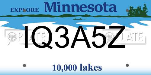 IQ3A5Z Minnesota License Plate