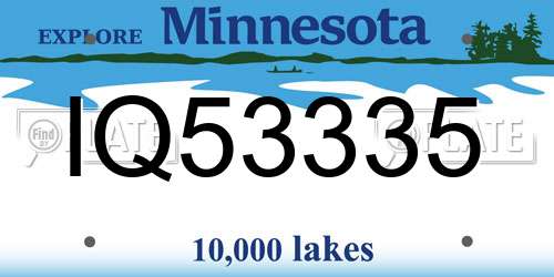 IQ53335 Minnesota License Plate
