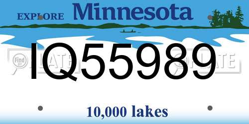 IQ55989 Minnesota License Plate