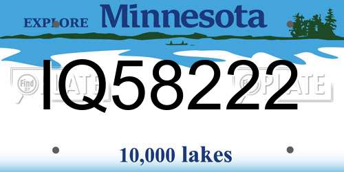 IQ58222 Minnesota License Plate