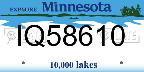 IQ58610 Minnesota License Plate